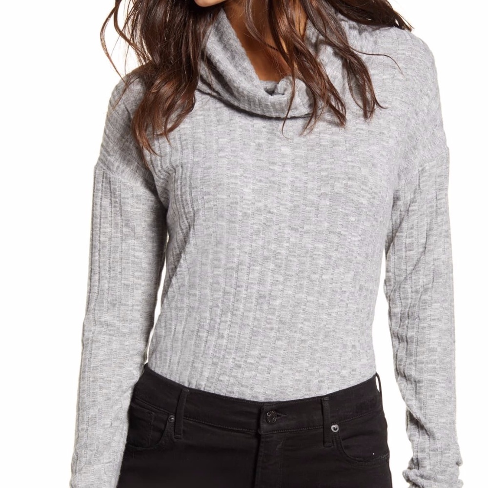 NWT BP Cozy Ribbed Turtleneck Top in Grey XL